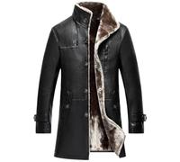 MGDIFYXAA Herren Lederjacke - Herrenbekleidung Ledermantel Winterparka Lange Plüsch Dicke Übergröße Jacken für Herren Mode Lederjacke schwarz 4XL