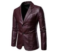 MGDIFYXAA Herren Lederjacke - Männer Schlank Herbst Kausalen Vintage Leder Jacke Mantel Männer Motorrad Biker Zipper Tasche PU Leder Jacke Mantel rot XL