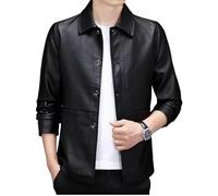 MGDIFYXAA Herren Lederjacke - Männer Weiche PU Leder Jacke Männlichen Business Casual Mäntel Mann Jaqueta Masculinas Große Größe Leder Jacke schwarz S