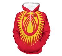 MGDIFYXAA Hoodie Herren Freizeit Pullover mit Taschen Unisex Winter Langarm Kordelzug Sweatshirt Männer Baumwolle Kirgisistan Flagge Kapuzenpullover XL