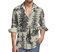 MGDIFYXAA Langarmhemd Herren Klassisch Collar Button Down Langarm Beige Freizeithemd Formelle Party Prom Concert Extra Large Schwarzkiefer Businesshemden mit Taschen M