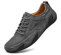 MGGMOKAY Herren Klassische Mokassins Flache Slipper Weich Comfort Freizeit Schuhe,Grau,44