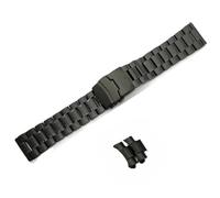 MGHN Edelstahlarmband, 18 mm, 20 mm, 22 mm, 24 mm, Faltschließe, gebogenes Ende, for Herren und Damen, Metall-Uhrenarmband, Zubehör(Schwarz,22mm)