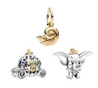 MGIUL Carriage Elephant Enchanted Shell Dangle Charm Pendant für Armbänder Halsketten 925 Sterling Silber Anhänger Perlen Schmuck Geschenk für Frauen