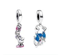 MGIUL Cute-Duck-Couple Dangle Charm Pendant für Armbänder Halsketten 925 Sterling Silber Anhänger Perlen Schmuck Geschenk für Frauen