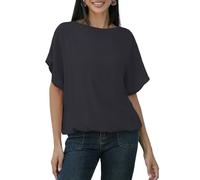 MGizo DtiSpectrum Chiffonbluse Für Damen - Elegante Tunika Aus Zweilagigem Gazestoff Mit Kurzen Fledermausärmeln und Dehnbarem Futter, Transparentes Tüllhemd Mit Rundhalsausschnitt