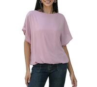 MGizo DtiSpectrum Chiffonbluse Für Damen - Elegante Tunika Aus Zweilagigem Gazestoff Mit Kurzen Fledermausärmeln und Dehnbarem Futter, Transparentes Tüllhemd Mit Rundhalsausschnitt