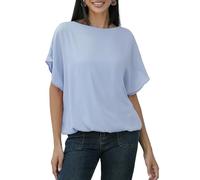 MGizo DtiSpectrum Chiffonbluse Für Damen - Elegante Tunika Aus Zweilagigem Gazestoff Mit Kurzen Fledermausärmeln und Dehnbarem Futter, Transparentes Tüllhemd Mit Rundhalsausschnitt