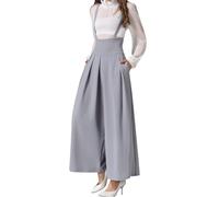 MGizo DtiSpectrum Damen Cropped Hose mit Weitem Bein und Hosenträgern - Hohe Taille, Elegante Latzhose mit Dünnen Schultergurten und Taschen, Plissee-Hose Palazzo