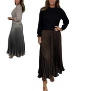 MGYANG Damen-Solid-Farbe Langarm-Pullover & Plissiertes Unterteil Kleid Mode-Sweatshirt-Oberteil und Plissiertes Unterteil Jasperbelly Damen-Kleid