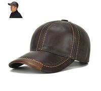 MHGLOVES Leder Baseball Cap Basecap Herren Baseballmütze Schirmmütze Kappe Herbst Und Winter Outdoor Winter Baseballmütze,Best New Year Geschenke Für Ältere Menschen (58-60Cm),A