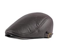 MHGLOVES Leder Schiebermütze Duckbill Schlägermütze Flat Cap,Golfer Hunter Cap Schiebermütze Chauffeurmütze Schirmmütze Schildmmütze Golfermütze Kappe Hut,2 Stück (55-60CM),Braun