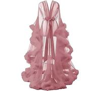 MHNFGDSE Damen Sexy Lange Dessous Robe Transparentes Federkleid Nachthemd Bademantel Nachtwäsche Braut Hochzeit Schal Party, A, One Size