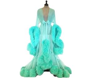 MHNFGDSE Damen Sexy Lange Dessous Robe Transparentes Federkleid Nachthemd Bademantel Nachtwäsche Feder Braut Robe Hochzeit Schal Feder-Robe Party Nachtwäsche Lange Feder Robe,E,One Size