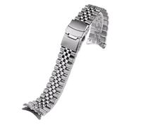 MHYATIO Edelstahlarmband kompatibel mit Seiko Nr. 5 SKX007/009 SRP599 SSK003 gebogenes Metall-Edelstahl-Uhrenarmband 20 mm 22 mm Herrenarmband(Silver -B,20mm-width)