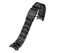 MHYATIO Edelstahlarmband kompatibel mit Seiko Nr. 5 SKX007/009 SRP599 SSK003 gebogenes Metall-Edelstahl-Uhrenarmband 20 mm 22 mm Herrenarmband(Black-A,22mm-width)