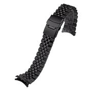 MHYATIO Edelstahlarmband kompatibel mit Seiko Nr. 5 SKX007/009 SRP599 SSK003 gebogenes Metall-Edelstahl-Uhrenarmband 20 mm 22 mm Herrenarmband(Black-B,20mm-width)