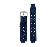 MHYATIO Gummiarmband, kompatibel mit Louis Vuitton TAMBOUR Serie LV Q1121 Q114k, wasserdichtes Silikonarmband, 20-12 mm konvex(Blue silver pin)