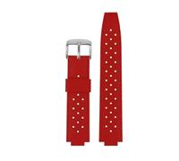 MHYATIO Gummiarmband, kompatibel mit Louis Vuitton TAMBOUR Serie LV Q1121 Q114k, wasserdichtes Silikonarmband, 20-12 mm konvex(Red silver pin)
