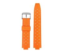 MHYATIO Gummiarmband, kompatibel mit Louis Vuitton TAMBOUR Serie LV Q1121 Q114k, wasserdichtes Silikonarmband, 20-12 mm konvex(Orange silver pin)