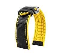 MHYATIO Kompatibel mit Citizen Blue Angel Second Three Generation Sky Eagle Herrenarmband AT8020 JY8078 8085 Kohlefaser-Nylon-Gummi-Armband 22 mm(A-black y-silver,22mm)