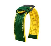 MHYATIO Kompatibel mit Citizen Blue Angel Second Three Generation Sky Eagle Herrenarmband AT8020 JY8078 8085 Kohlefaser-Nylon-Gummi-Armband 22 mm(Green yellow-black,22mm)