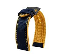 MHYATIO Kompatibel mit Citizen Blue Angel Second Three Generation Sky Eagle Herrenarmband AT8020 JY8078 8085 Kohlefaser-Nylon-Gummi-Armband 22 mm(Blue yellow-black,23mm)