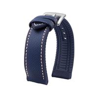MHYATIO Kompatibel mit Citizen Blue Angel Second Three Generation Sky Eagle Herrenarmband AT8020 JY8078 8085 Kohlefaser-Nylon-Gummi-Armband 22 mm(Blue white-silver,22mm)