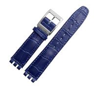 MHYATIO Kompatibel mit SWATCH YCS YAS YGS IRONY Serie Weiches Rindsleder-Armband 17 mm 19 mm Herren-Damen-Armband Blau Schwarz Braun Uhrenarmband mit Werkzeug(07 Dark blue-steel,19mm)