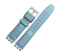 MHYATIO Kompatibel mit SWATCH YCS YAS YGS IRONY Serie Weiches Rindsleder-Armband 17 mm 19 mm Herren-Damen-Armband Blau Schwarz Braun Uhrenarmband mit Werkzeug(07 Sky blue,17mm)