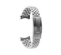 MHYATIO Kompatibel mit Tudor Byfjord Little Red Shield Little Red Flower Edelstahl-Uhrenarmband M7941/M79543, gebogenem Herren-Uhrenarmband 21 22 mm(Silver,22mm)