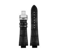 MHYATIO Leder-Uhrenarmband, 24 mm, kompatibel mit MAURICE LACROIX Uhr AIKON AI6038 6007 AI6058 AI6008(Black silver clasp-B)