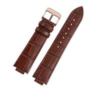 MHYATIO Leder-Uhrenarmband, kompatibel mit LV Tambour L-OUIS VUITTON Q1121, spezielles erhöhtes Uhrenarmband, 21 x 12 mm, Schnellverschluss-Herrenarmband(Brown-rose gold)