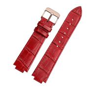 MHYATIO Leder-Uhrenarmband, kompatibel mit LV Tambour L-OUIS VUITTON Q1121, spezielles erhöhtes Uhrenarmband, 21 x 12 mm, Schnellverschluss-Herrenarmband(Red-rose gold)