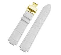 MHYATIO Leder-Uhrenarmband, kompatibel mit LV Tambour L-OUIS VUITTON Q1121, spezielles erhöhtes Uhrenarmband, 21 x 12 mm, Schnellverschluss-Herrenarmband(White-gold a)