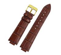 MHYATIO Leder-Uhrenarmband, kompatibel mit LV Tambour L-OUIS VUITTON Q1121, spezielles erhöhtes Uhrenarmband, 21 x 12 mm, Schnellverschluss-Herrenarmband(Brown-gold)