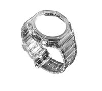 MHYATIO Transparentes Gummigehäuse + Armband, kompatibel mit Casio G-SHOCK GA-2100 Fashion Modification Blue Red Jelly Ersatzrand Sportuhrenarmband(Transparent)