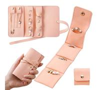 MHYMX Schmucktasche für Reisen, Schmuckkästchen Klein Schmuckaufbewahrung Reise Tragbare Schmucktasche mit Mini Ring Aufbewahrung Faltbar Schmuck Reiseetui für Ringe Ohrringe Halsketten