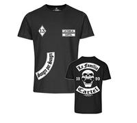 Mi Barrio Original Herren Tshirt, der Marke La Familia Vida Loca, Tshirt Farbe schwarz oder Rot Design- Patch MC in den Größen M-5XL