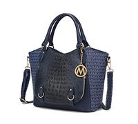 Mia K Collection Umhängetasche für Damen, PU-Leder Pocketbook Top-Griff Crossbody Geldbörse Tote Satchel Handtasche, Jacqueline Navy, Large