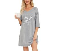 MIA LUCCE Nachthemd Damen Kurzarm, Schlafkleid 3/4 Arm Schlafshirt Damen | Weiches Sommer Nachtwäsche, Nachthemd 3/4 Arm für Entspannte Freizeit zu Hause, Schlafshirt für Warme Sommertage, Gr. M-2XL