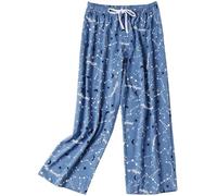 MIA LUCCE Schlafanzug Damen 3/4 Lang Schlafanzughose kurz Freizeithose Nachtwäsche mit Schnüre