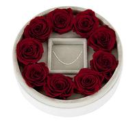Mia Milano Geschenkbox mit Buchstaben Halskette I Geschenk für Sie - Individuelle Schmuck Rosenbox I Schmuckkästchen mit roten Infinity Rosen I 9 echte Rosen und Buchstabenkette (Singapur)