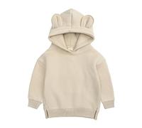 Miaeowve Baby Junge Mädchen Pullover Langarm Gefüttert Oberteil Bärohren Sweatshirt Mit Kapuze Einfarbig Sport Shirt Warm Slim Fit Apricot 80-92