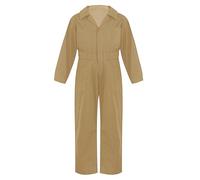 Miaeowve Kinder Arbeitsoverall Jungen Mädchen Langarm Jumpsuit Reverskragen Schutzanzug Lang Arbeitshose Latzhose Kesselanzug Für 5-16 Jahre Khaki 110-116
