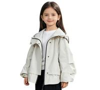 Miaeowve Mädchen Kinder Mantel Uv Schutz Jacke Zip Hoodie Jogging Jacke Schwarz Outdoor Kleidung Allwetterjacke Sport Sweatshirtjacke Joggen Weiß 134-140