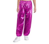 Miaeowve Metallic Hose Kinder Junge Mädchen Glänzend Leggings High Waist Sporthose Stretch Yogahose Locker Slim Fit Sportswear Hot Pink 122-128