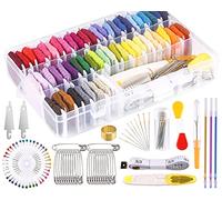 MIAHART 158 Stück Sticktwist, Stickgarne in 57 Farben und Kreuzstich-Werkzeug-Sets für die Herstellung von Freundschaftsbändern, mit Organizer-Box