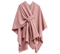 Miaikvs Damen Poncho Reversible Oversized Schals Elegant Strick Cape Decke Front Wrap Cardigan Schal Mantel für Frühling Herbst, Pfirsich 2, Einheitsgröße