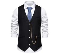 Miaikvs Lässige Anzugweste für Herren, ärmellos, V-Ausschnitt, für Hochzeit und Geschäftsfeier oder tägliches Outfit, M111 Schwarz, XXL